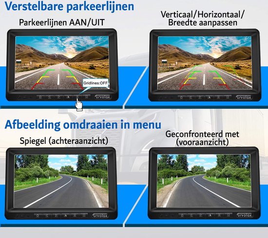 Achteruitrijcamera - Draadloos - 7 Inch Scherm - 1080p HD - IP69 Waterdicht - 170° Breedhoek Nachtzicht - Voor Auto, Bus, Camper, Caravan, Vrachtwagen en Landbouw - Inclusief Parkeerhulplijn - van Rohent