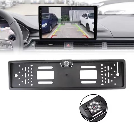 Achteruitrijcamera-set met kentekenhouder - Met universele tulp / RCA aansluiting - Parkeerhulp universeel - 6m kenteken camera - Geschikt voor aftermarket Android, Carplay autoradio