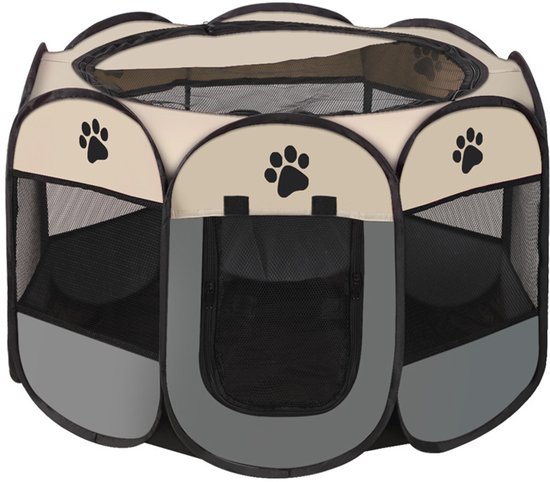 Achthoekige omheining voor huisdieren, tent voor huisdieren, Oxford-doek, krasbestendig, opvouwbare hondenkooi, kraamkamer voor honden en katten, honden- en kattenbed.