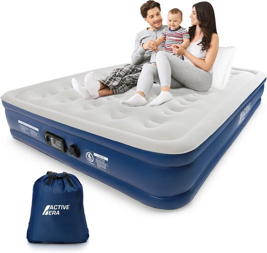 Active Era Comfort Lite 2 Persoons Luchtbed - Ingebouwde Elektrische Pomp – Kingsize Airbed Matras – Logeerbed, Kamperen, Verhuizen, Reizen, 203cm x 152cm x 33cm van Active Era