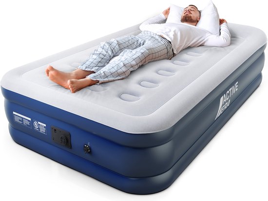 Active Era Premium 1 Persoons Luchtbed – Hoog – Ingebouwde Elektrische Pomp en Geïntegeerd Kussen – 187cm x 99cm x 53cm van Active Era