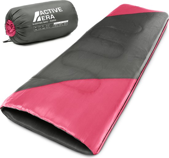 Active Era Premium Slaapzak - 200 GSM Vulling en Aanritsbaar - Dekenmodel - Lente/Zomer voor Kamperen, Camping, Backpacken, Hiken, Festivals, Logeren, Buitenhuis - Volwassenen & Kinderen - 190x75cm - Roze van Active Era