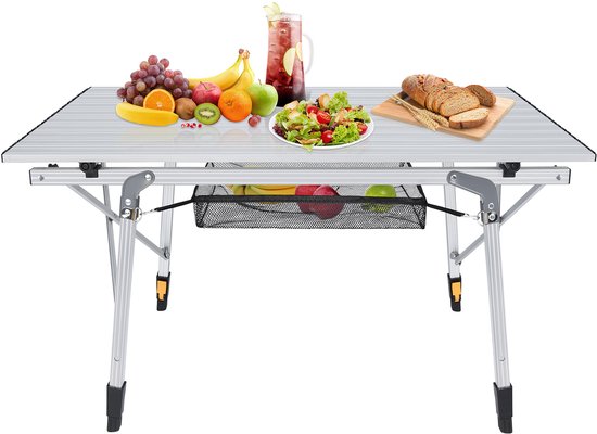 ACXIN Campingtisch - Klaptafel - Verstelbaar - 90x51,5 cm - Zilver