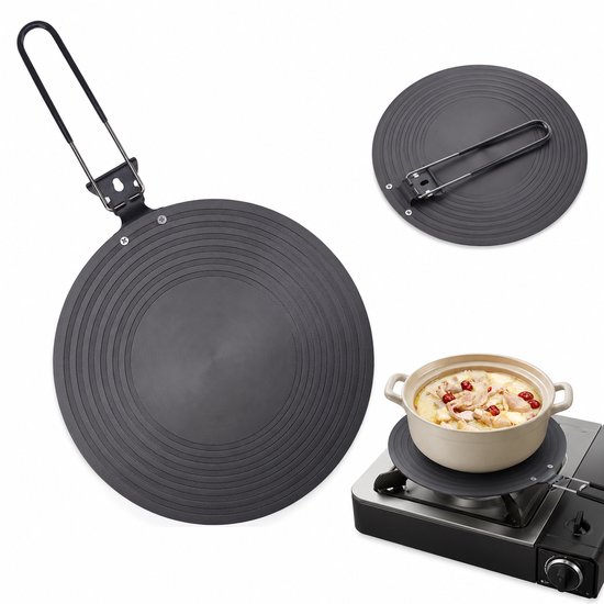 Adapter - Inductie Adapterplaat 24 Cm - Kookplaat Beschermer/Adapter - Warmteverspreiderplaat - Met Handvat Opvouwbaar - Kachel Diffuser - Voor Bescherming Van Kookgerei