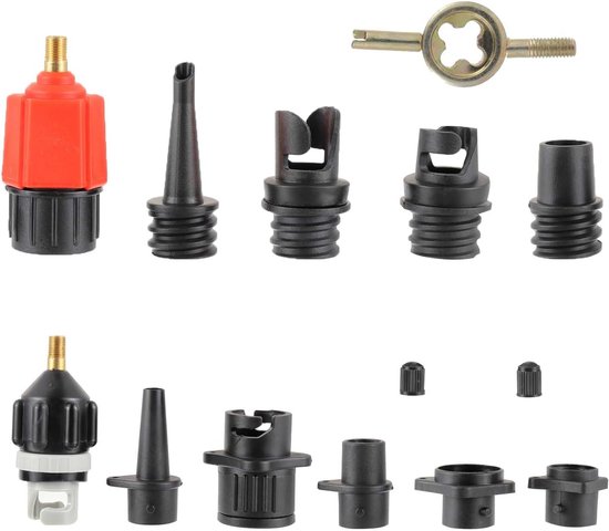 Adapter voor Pomp - Ventiel Adapter - Opblaasbare Producten - 9 Sproeiers - 16.6 x 12 x 4 cm - Zwart