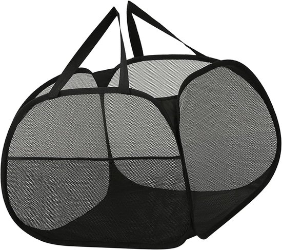 Ademende Wasmand - Opvouwbare Mand - Kleding Opslag - Grote Capaciteit 90L - 50x50x38cm - Zwart