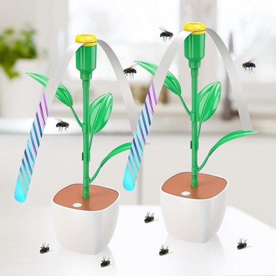 Adjustable Fly Weaver - 2 Pieces - Mosquito Protection Fan - Bendable Fly Fan Table - Fly Repeller with Switch - Soft Knives - Flower Pot Shape voor Patio en Restaurant
