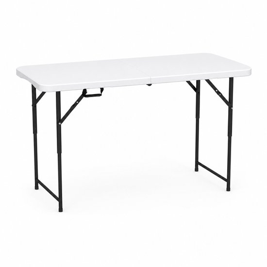 ADSafety Inklapbare Tafel - Campingtafel - Klaptafel - Vouwtafel Buiten - Tuintafel - 3 Hoogtes - 122 x 60 x 74 cm - Wit
