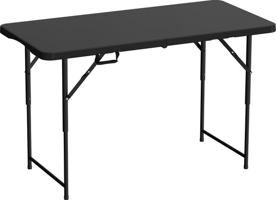 ADSafety Inklapbare Tafel - Campingtafel - Klaptafel - Vouwtafel Buiten - Tuintafel - 3 Hoogtes - 122 x 60 x 74 cm - Zwart van ADSafety