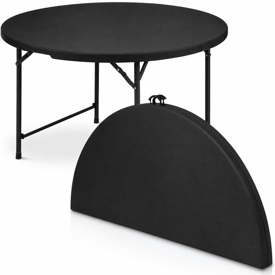 ADSafety Inklapbare Tafel Rond - Campingtafel - Klaptafel - Vouwtafel Buiten - Tuintafel - Ø 122 x H 74 CM - Zwart