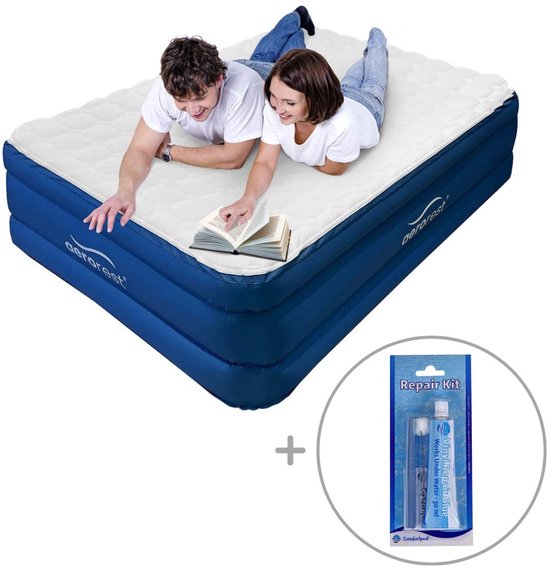 AeroRest 2-persoons luchtbed - 210 x 152 x 51 cm - Afritsbaar topmatras - Inclusief reparatiekit van Merkloos