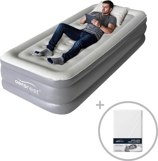AeroRest Supreme Plush XL 1-persoons luchtbed | 210 x 99 x 46 cm | Inclusief hoeslaken | Extra lang 210 cm | Ideaal voor lange mensen