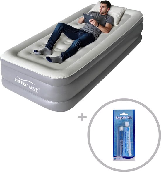 AeroRest Supreme Plush XL 1-persoons luchtbed | 210 x 99 x 46 cm | Inclusief reparatiekit | Extra lang 210 cm | Ideaal voor lange mensen van Merkloos