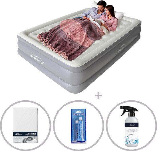 AeroRest Supreme Plush XL 2-persoons luchtbed | 210 x 152 x 46 cm | Inclusief bijpassend hoeslaken + reparatiekit + luchtbedverfrisser | Extra lang 210 cm | Ideaal voor lange mensen van Merkloos