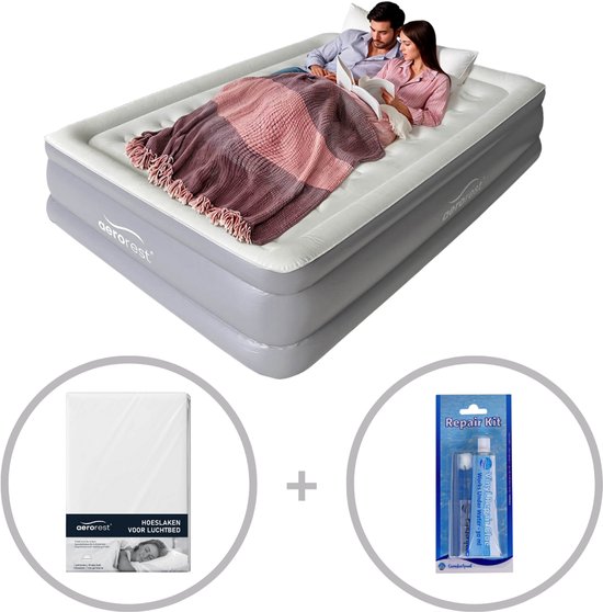 AeroRest Supreme Plush XL 2-persoons luchtbed | 210 x 152 x 46 cm | Inclusief reparatiekit en hoeslaken | Extra lang 210 cm | Ideaal voor lange mensen van Merkloos