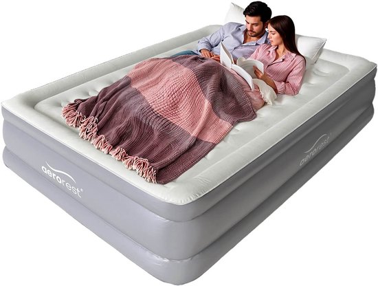 AeroRest Supreme Plush XL luchtbed 2-persoons | Extra lang luchtbed | 210 cm lengte | Met ingebouwde elektrische pomp van Merkloos