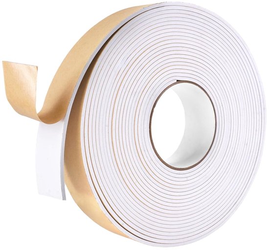 Afdichtingsschuimtape, 40 mm (B) X 3 mm (D) X 10 m (L), Afdichtingstape Schuimband, Zelfklevend Geluidsisolatie Deurafdichting voor Deuren, Ramen, Anti-Botsing, Stofdicht, Geluiddicht