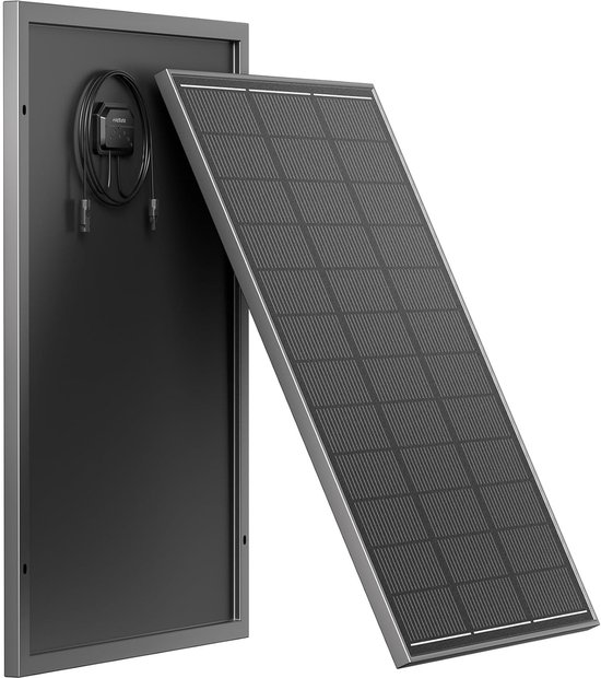 AFERIY Monokristallijn Zonnepaneel 120W met 3.2mm Gehard Glas - 18V - Efficiëntie 23% - Zwart van Merkloos