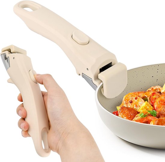 Afneembare pannengreep, afneembare vervangende handgreep voor potten en pannen, universele crèmewitte pannengrepen, geschikt voor alle kookgerei, hittebestendig en duurzaam (crèmewit, maat: 1 verpakking)