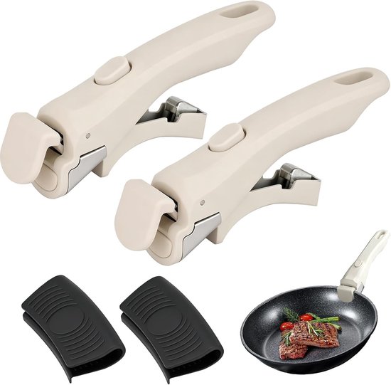 Afneembare pannengrepen met siliconen handgrepen voor potten - Universeel en hittebestendig, 10 kg draagvermogen, ideaal voor camping en koken