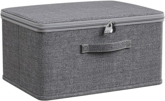 Afsluitbare opbergbox met deksel - Opvouwbare organizer met cijferslot voor kledingkast of onder het bed (30 x 20 x 14 cm) van Afabulogic