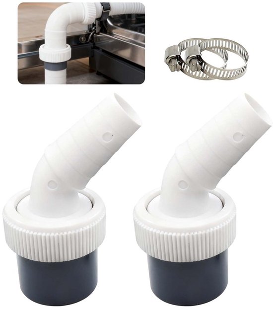 Afvoeradapter 2 Stuks - Ø 18-24 mm - Afvoer 40 mm Buis - Slangklem - Vaatwasser/Droger - Eenvoudige Installatie - Afvoerconnector