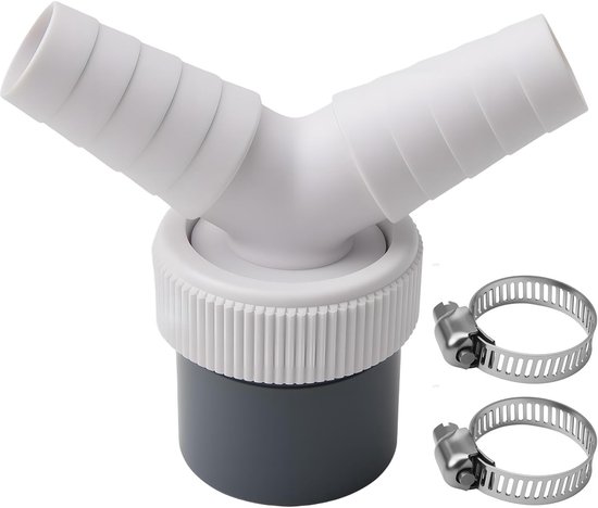 Afvoeradapter Y-type voor wasmachine, geschikt voor afvoerslangen met een diameter van 40 mm en een inlaatdiameter van 3/4" tot 7/8", inclusief slangklem. van Merkloos