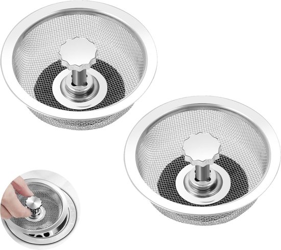 Afvoerzeef - 2 Stuks Roestvrij Staal voor Keuken en Badkamer van $