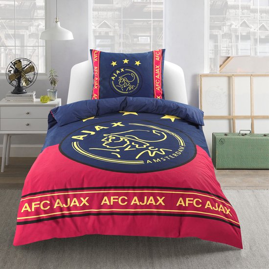 Ajax Dekbedovertrek 140x200cm - In de kleuren van het Uittenue van 2022-2023 - 100% Katoen - Inclusief Kussensloop - van Merkloos