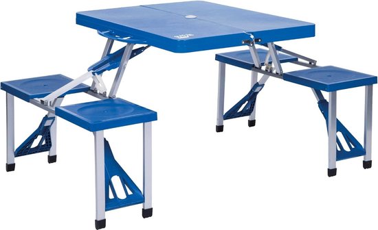 AKTIVE Klaptafel Set - Picknicktafel voor 4 Personen - Aluminium Frame - Camping - Blauw van Aktive