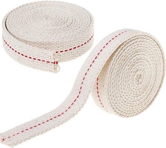 Akyol - Olielamp Lont - Plat - 10 mm - Katoen - 1 stuk - Rol van 1 meter van Akyol