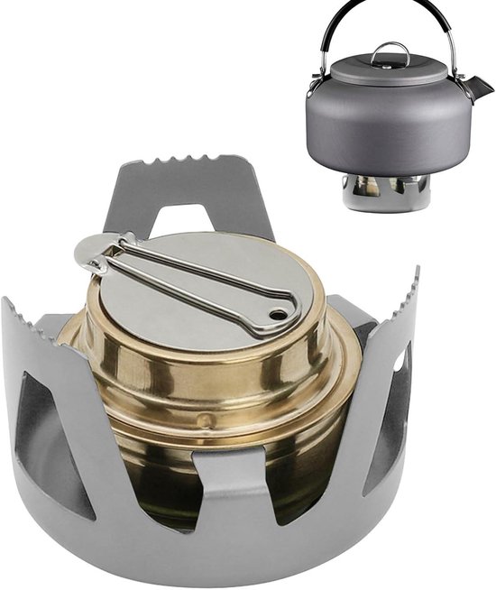 Alcoholfornuis Camping - Draagbare Brander - Outdoor Koken - Compact en Lichtgewicht - 9x6.5 cm - Zilver