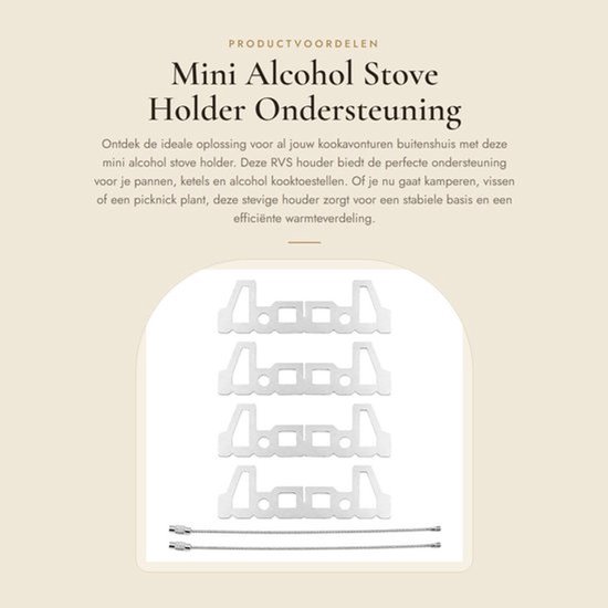 Alcoholkachelhouder - Roestvrij Stalen Houder - 2 Stuks - Geschikt voor Kettles/Pannen - Ideaal voor Kamperen/Picknicken - Verstelbare Stabiliteit - Branders