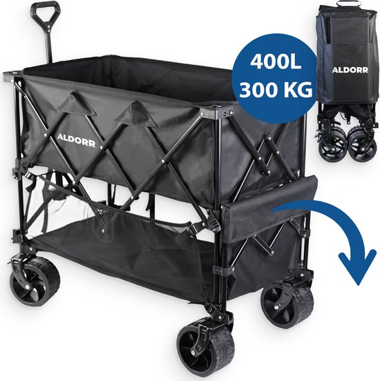 ALDORR Bolderkar - XXL - Opvouwbaar - 400L - 300KG Draagkracht - Zwart - 5 Jaar Garantie van ALDORR