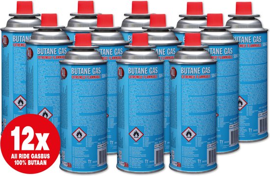 All Ride butaan gasbussen met Bajonet aansluiting – 12 Stuks - Voordeelverpakking van All Ride