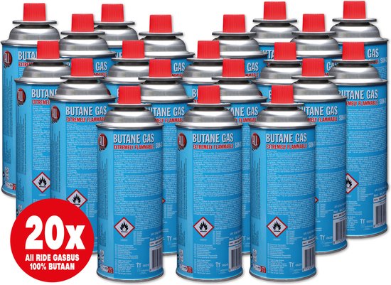 All Ride butaan gasbussen met Bajonet aansluiting – 20 Stuks - Voordeelverpakking van All Ride