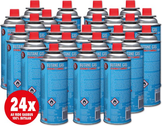 All Ride butaan gasbussen met Bajonet aansluiting – 24 Stuks - Voordeelverpakking van All Ride