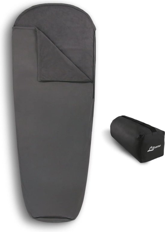 All Season Fleece Sleeping Bag Liner - Adds Up to 27°F/ 15°C - Lightweight Mummy Sleeping Sack for Cold Weather - Winter Backpacking Camping Traveling - Drawstring Hood and Stuff Sack sleeping bag camo van Merkloos