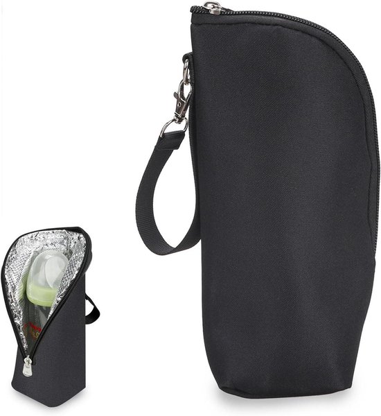 Allecta - Isolatietas voor babyflessen, thermotas voor onderweg, kinderwagenreizen - Zwart, 8 x 7 x 22 cm van Merkloos