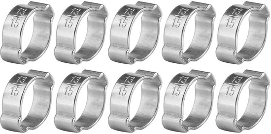 Allecto - 10Pcs Slangenklemmen - Roestvrijstalen Slangenklemmen - Duurzaam en Robuust - 13-15mm - Voor Slangen en Buizen - 10 Stuks
