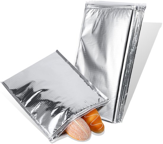 Allecto - Aluminium Foil Insulated Food Storage Bags - Warmte-Koude Isolatie - Compact en Handig - Zilver - Voor Picknick en Camping - Voedselopsla... van Merkloos