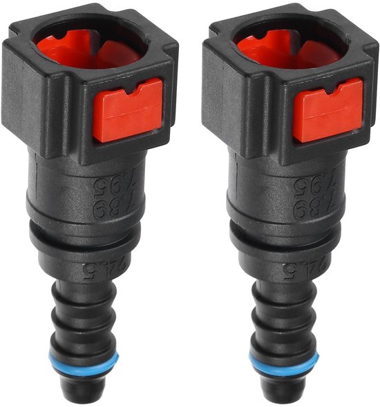 Allecto - Auto brandstofslang snelkoppeling - 5/16 inch - rechte koppeling - 7.9 mm - plastic - set van 2 - geschikt voor auto - rood van Merkloos