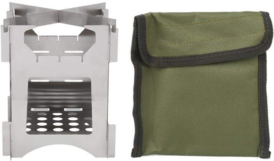 Allecto - Draagbare Houtgestookte Campingkachel - RVS Vouwbare Mini Kooktoestel voor Buitenactiviteiten