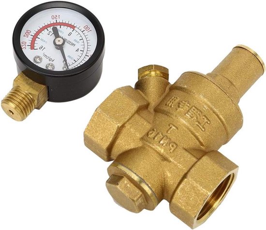 Allecto- Drukregelaar - DN20 - Verstelbaar - Messing - Manometer - Regulator - Geschikt voor Gasflessen - Goudkleurig DN20 messing verstelbare drukregelaar met manometer. van Merkloos