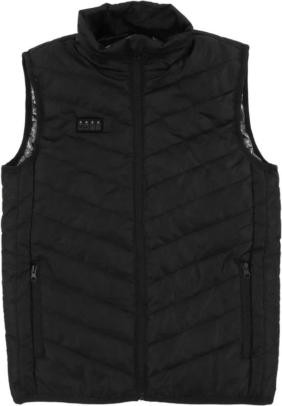Allecto- Elektrisch Verwarmingsvest Unisex - Oplaadbaar USB - 17 Verwarmingsgebieden - Waterdicht - Polyester - 3 Temperatuurstanden - XXL - Outdoor Skiën Vissen Kamperen, Geschikt voor alle seizoenen - Zwart. van Merkloos