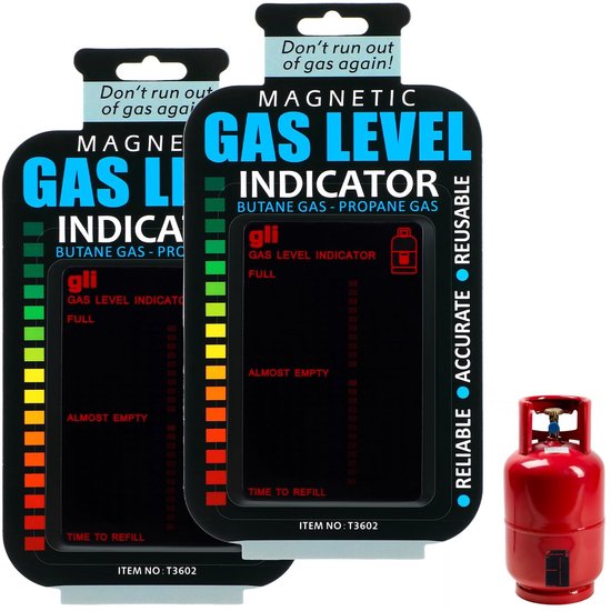Allecto - Gas Level Indicator - Propaan Tank Meter - Herbruikbaar - Zwart - Brandstofmeter Sticker - Voor Thuis en Buiten - 2 Stuks