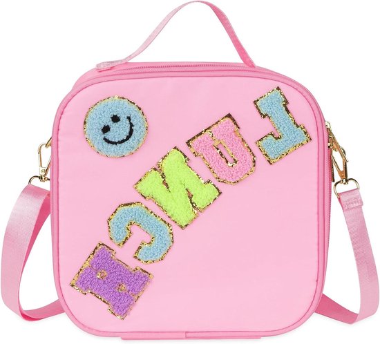 Allecto - Lunchtas - Cartoonpatroon - Herbruikbare - Roze - Picknick - Compatibel met - B.Box, Sunhanny, Pedeco - Draagbare lunchbox tas voor kamperen. van Merkloos