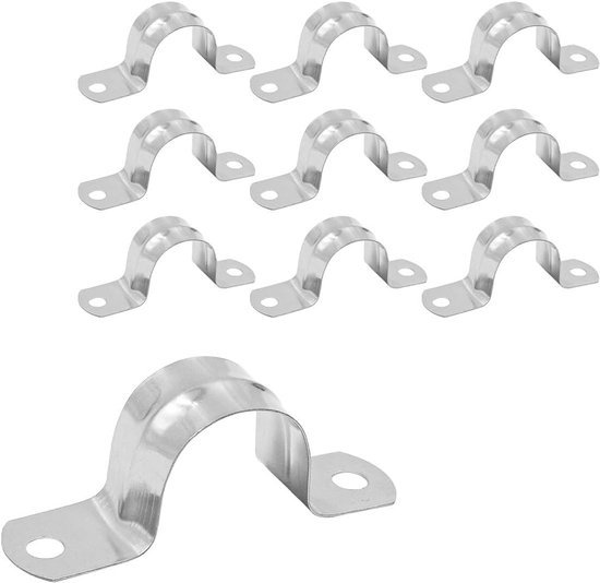 Allecto plus - 10 stuks RVS U Pijpklemmen voor M25 Buis - Slang Klem met Twee Gaten - Stevige en Duurzame Pijpbevestiging van Allecto plus