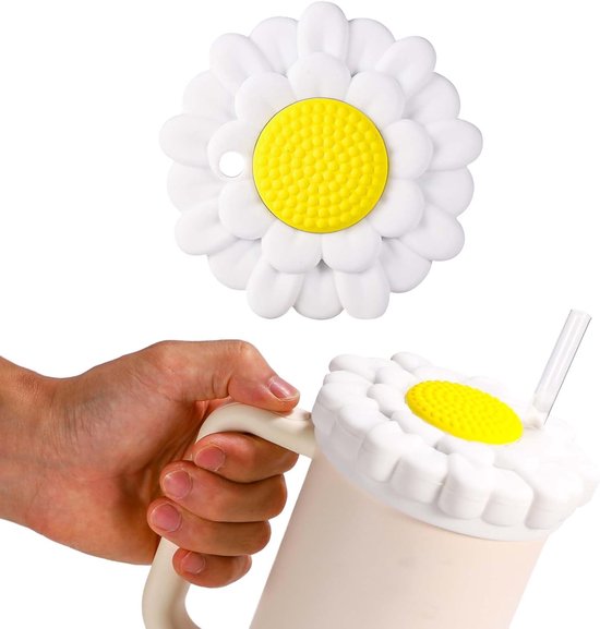 Allecto Plus - Dustproof deksel voor beker - 12x12x3.2cm - siliconen deksel - 40 Oz beker deksel - alleen geschikt voor Stanley Quencher H2.0 beker - decoratieve beker accessoires (wit)