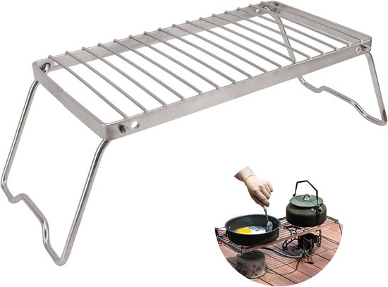 Allecto Plus - Grote Opvouwbare Kampvuurgrill met Roestvrijstalen Rooster voor Buiten Koken op de Camping - Draagbare Campinggrill met Staal Boven Vuur van Merkloos